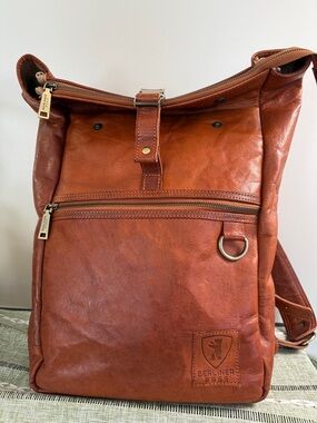 Berliner Bags Made in Germany Leather Backpack Laptop Bag Cognac Brown